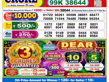 Dear lottery 8 PM Result 08.10.2026