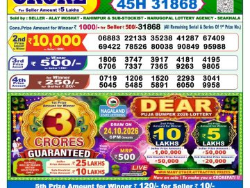 Dear lottery 1 PM Result 13.10.2026