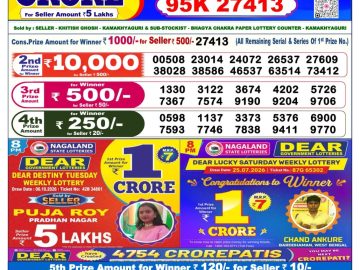 Dear lottery 6 PM Result 13.10.2026
