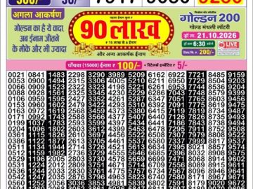 Golden Star Thursday Weekly lottery 08.30PM 15.10.2026