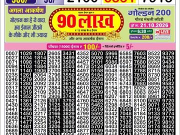 Golden Star Friday Weekly lottery 08.30PM 16.10.2026