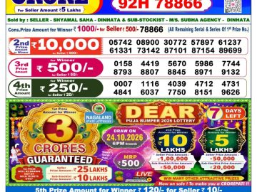 Dear lottery 6 PM Result 17.10.2026