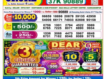 Dear lottery 8 PM Result 18.10.2026