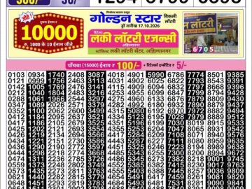 Golden Star Sunday Weekly lottery 08.30PM 18.10.2026