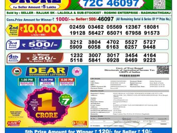 Dear lottery 1 PM Result 19.10.2026