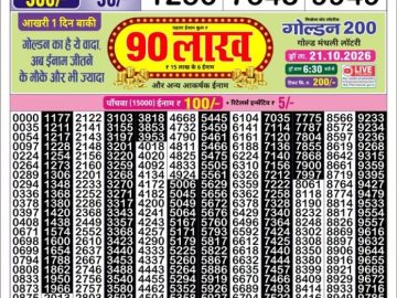Golden Star Monday Weekly lottery 08.30PM 19.10.2026