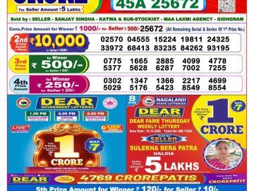 Dear lottery 8 PM Result 20.10.2026