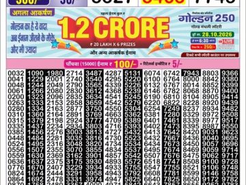 Golden Star Sunday Weekly lottery 08.30PM 25.10.2026