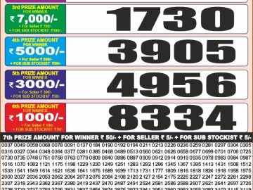 Punjab State Dear 20 Monhly lottery Result 27.10.2026 7:00PM