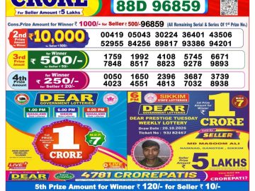 Dear lottery 8 PM Result 27.10.2026