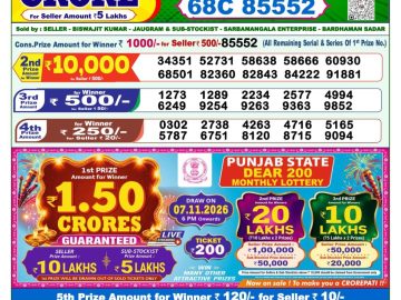Dear lottery 1 PM Result 30.10.2026
