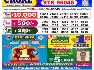 Dear lottery 6 PM Result 30.10.2026