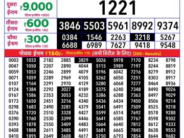 Rajshree Friday Weekly lottery 08.00PM 30.10.2026